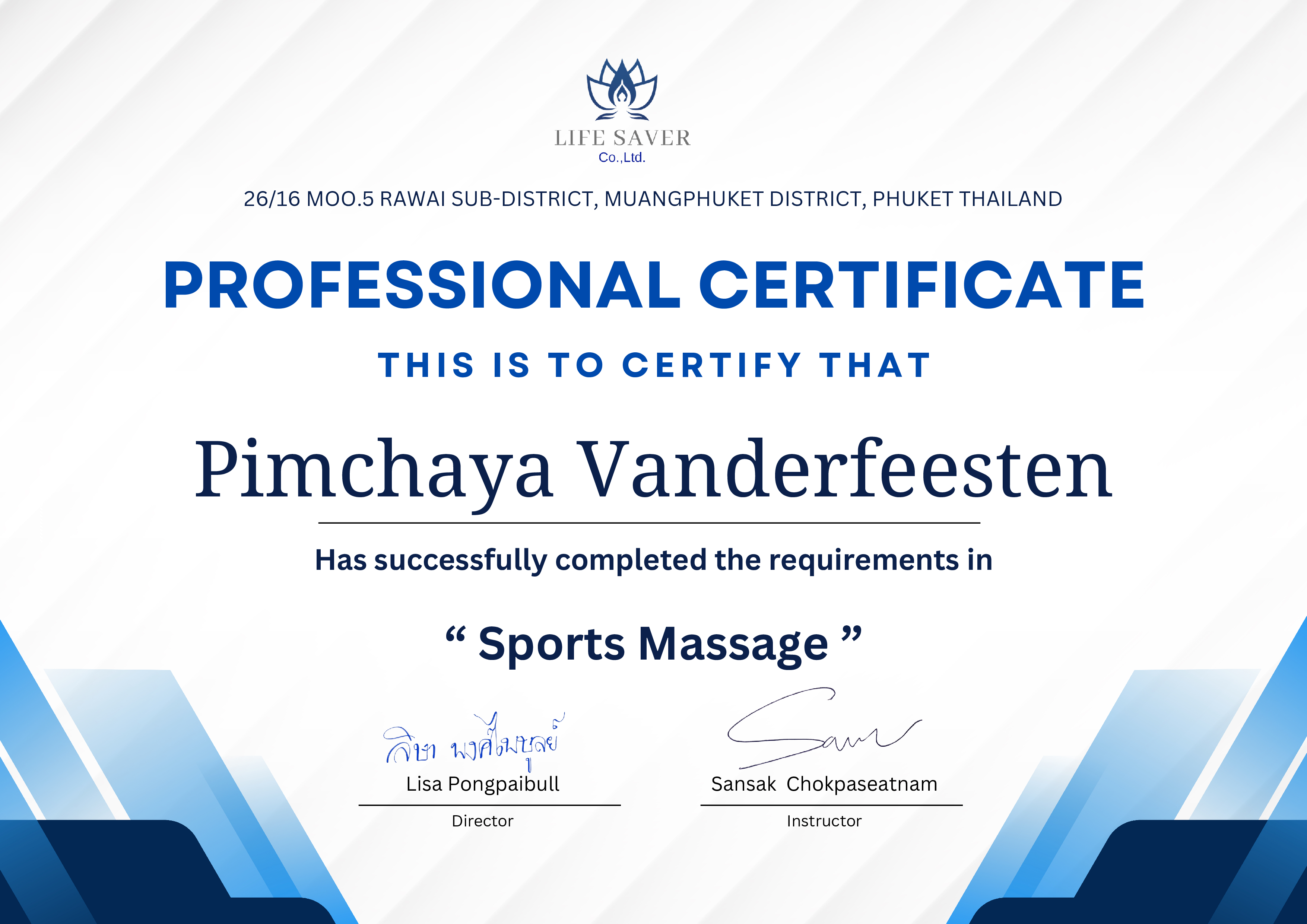 Certificaat sportmassage