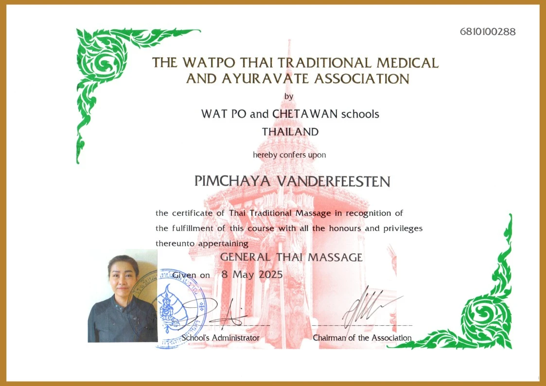 Certificaat Traditionele Thaise Massage 2025